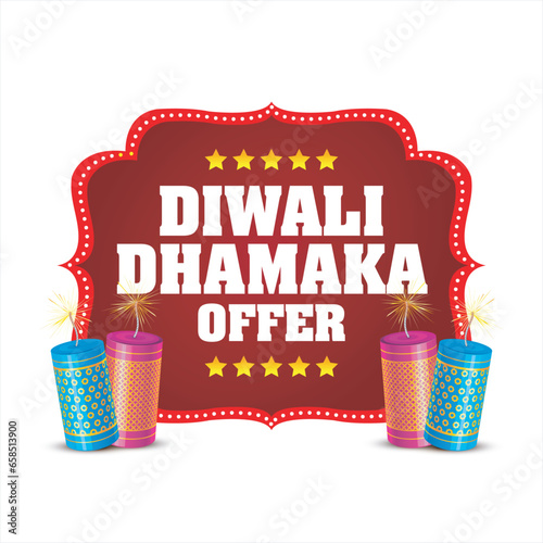 Diwali dhamaka offer vector for graphic design, web banner, banner design (English Translation : Diwali Blast Offer)