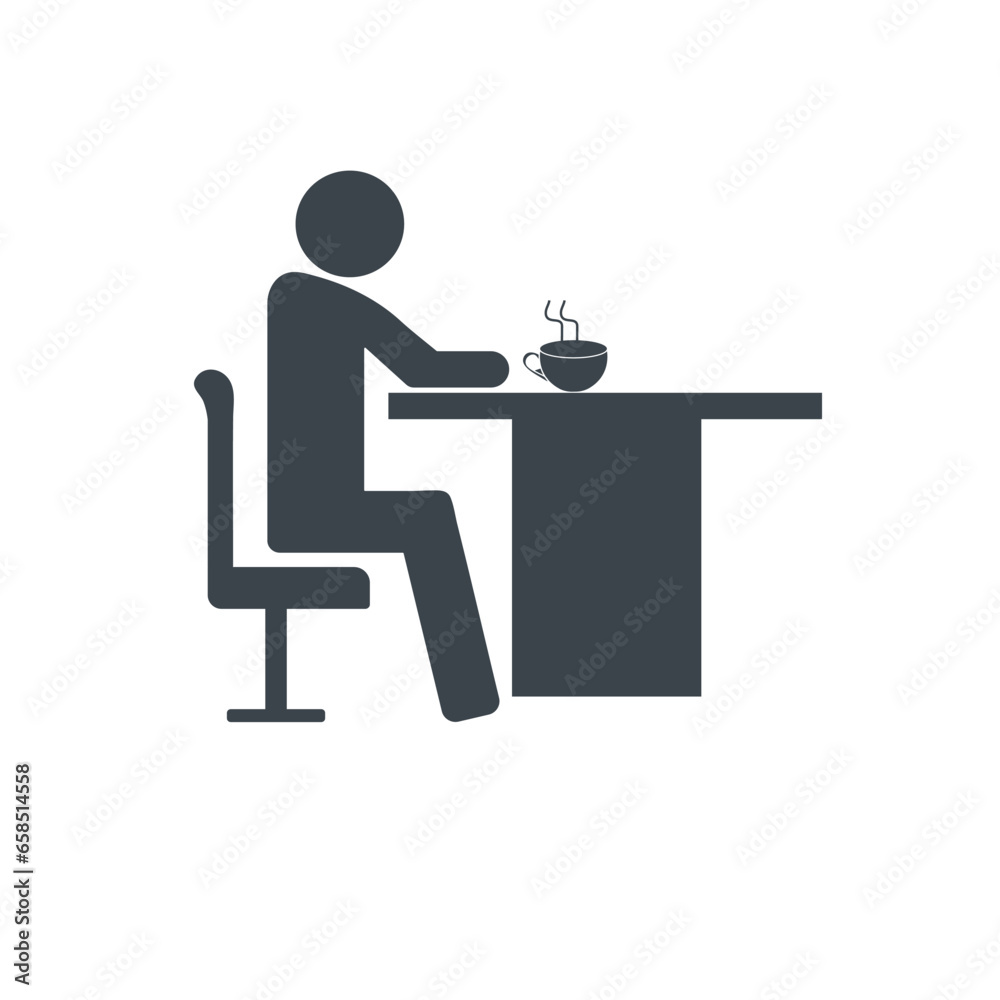 Tea on the table in front of a man concept icon design stock illustration Tea on the table in front of a man concept icon design stock illustration