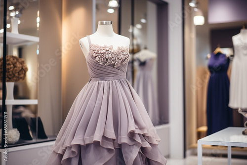 Mannequin in an elegant dress in a boutique