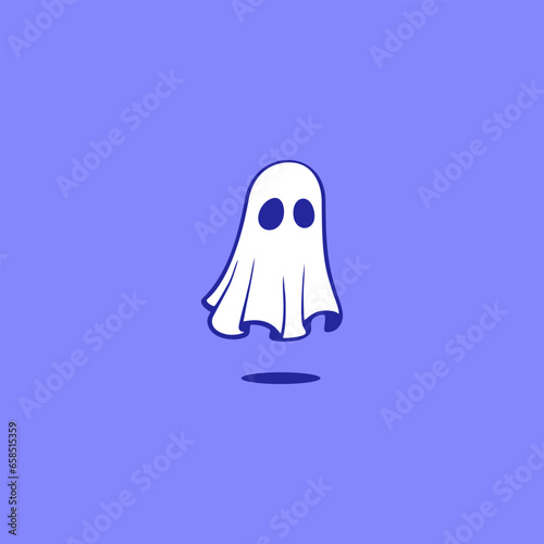 Cute white ghost logo design. Vector illustration of simple form white ghost flying in the air. modern logo design vector icon template