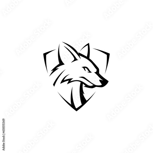 head of a fox logo design. Vector illustration of head of a fox with shield shape. modern logo design vector icon template