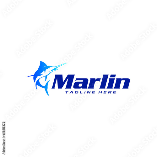 marlin fish logo design. Vector illustration of blue marlin fish. modern logo design vector icon template