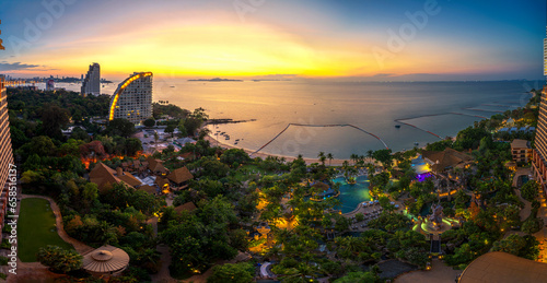 Cityscape of pattaya beach and city from hotel rooftop © anekoho
