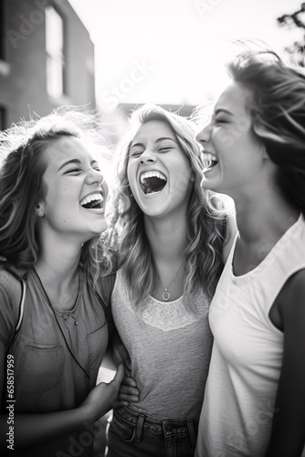 Authentic Expressions of Joy Illuminated through the Warm, Inviting Smiles of Various Vibrant Young Women Sharing Happiness photo