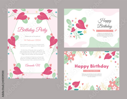 Birthday Card and Birthday Party Invitation Card Template