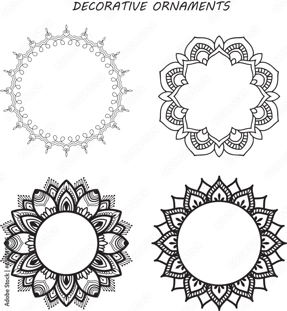 set of frames for design, mandala flower art, simple mandala set of frames for design, mandala flower art, simple mandala