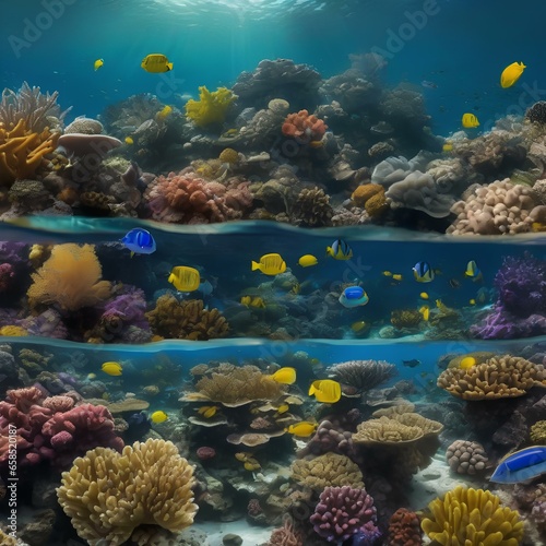 A panoramic view of a diverse and thriving underwater coral reef ecosystem3