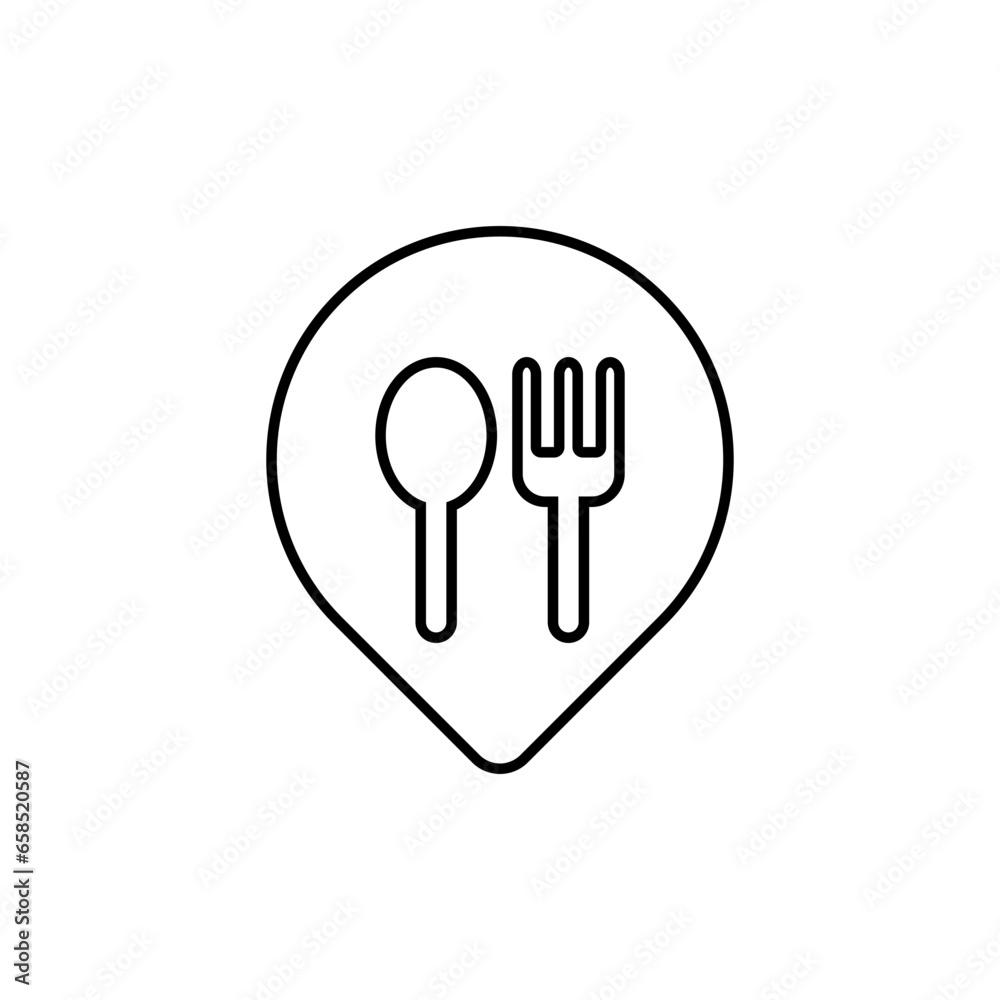 Restaurant map pointer with spoon and fork icon
Restaurant map pointer with spoon and fork icon