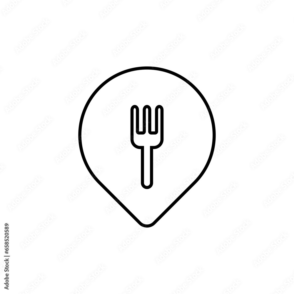 restaurant map pointer with fork icon
restaurant map pointer with fork icon