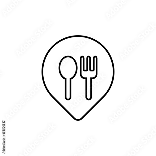 Restaurant map pointer with spoon and fork icon
