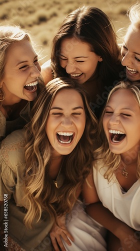 Authentic Expressions of Joy Illuminated through the Warm, Inviting Smiles of Various Vibrant Young Women Sharing Happiness photo