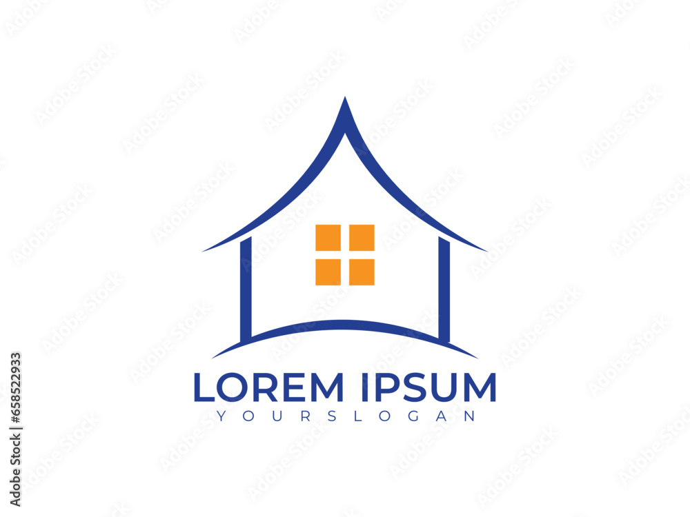 Home real estate logo/icon yellow and blue Home real estate logo/icon yellow and blue