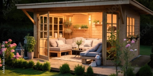 illustration of cozy wooden room in garden, generative AI © VALUEINVESTOR