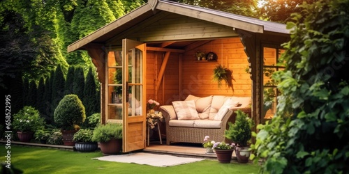 illustration of cozy wooden room in garden, generative AI © VALUEINVESTOR