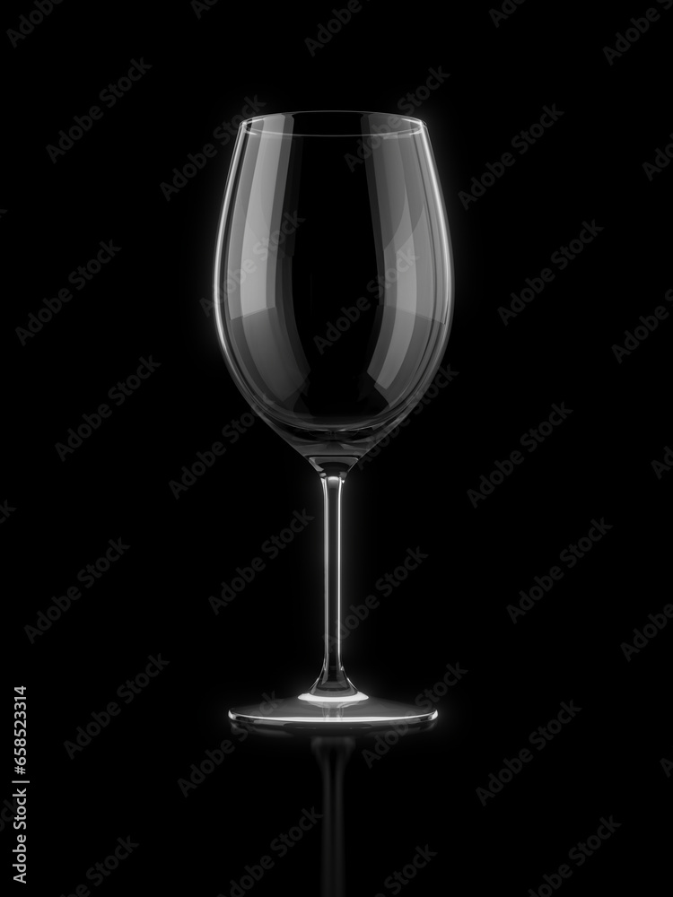 Fototapeta premium Transparency empty wine glass on black background