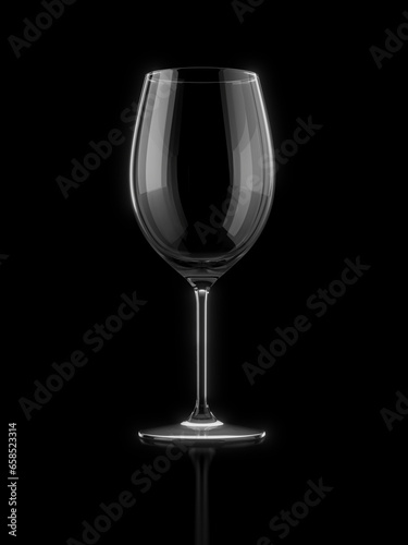Transparency empty wine glass on black background