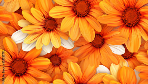 seamless orange daisy pattern, simple, oil painting
