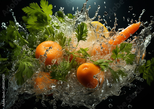 świeże naturalne marchewki, wrzucane do wody