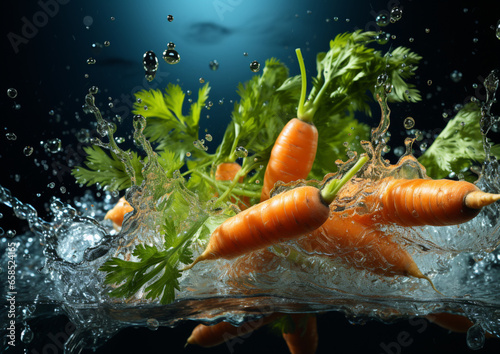 świeże naturalne marchewki, wrzucane do wody © siwyk