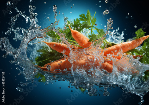 świeże naturalne marchewki, wrzucane do wody © siwyk