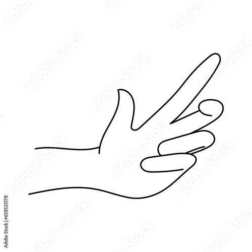 Hand gesture in minimal black line style