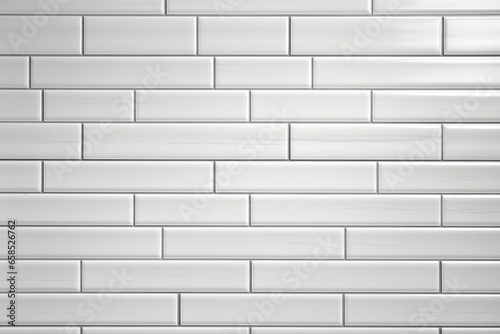 White metro tile with horizontal subway brick pattern, suitable for indoor and outdoor building designs. Glossy finish enhances interior appeal. Generative AI © Sia