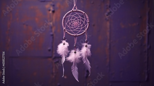 Purple dream catcher on concrete background with copy space4k, high detailed, full ultra HD, High resolution