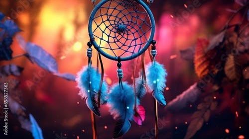 Realistic hyper realism dream catcher full landscape background micro details neon vibrant colorful4k, high detailed, full ultra HD, High resolution