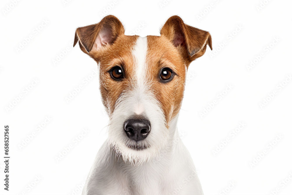 Portrait of Fox Terrier dog on white background
