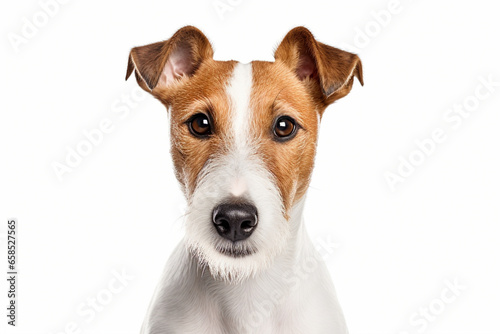 Portrait of Fox Terrier dog on white background © Firn