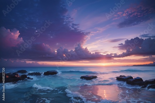 Beautiful twilight sky and seascape. background