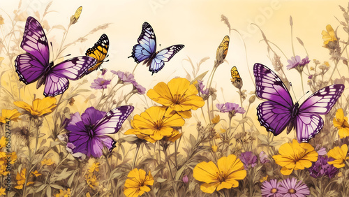butterflies and flowers © Afreen