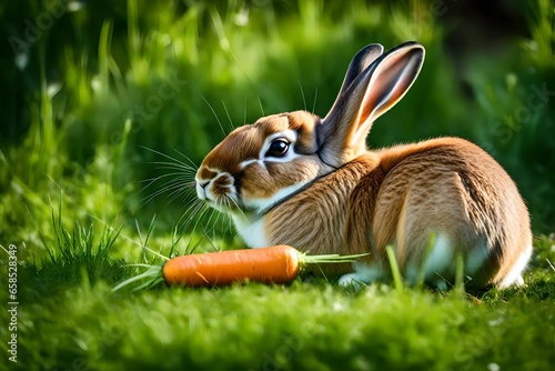 rabbit with carrot © qaiser