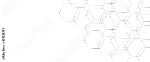 Modern hexagon vector illustration, honeycomb background with glowing hexagon geometric lines.