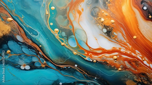 Schilderij op canvas Navigating the Sublime Macro Photo of the Corky Texture in Iridescent Paints
