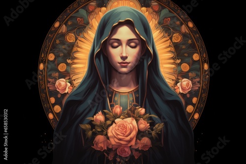 Beautiful Holy Virgin Mary Illustration photo