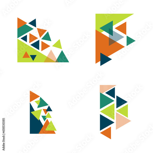 Triangle Corner Geometric Shape. Flat Concept. Vector Illustration Set. 
