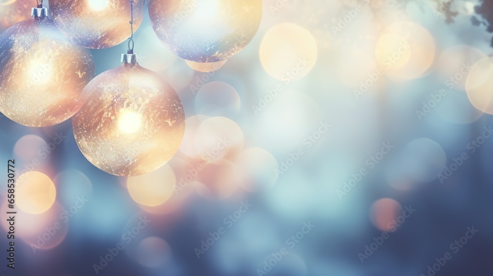  a bunch of shiny christmas balls hanging from a tree branch.  generative ai