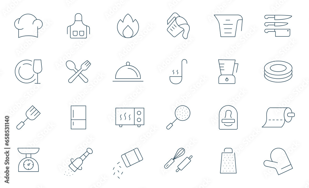 Kitchen line icon set. Cooking, Kitchen Tools icons vector illustration