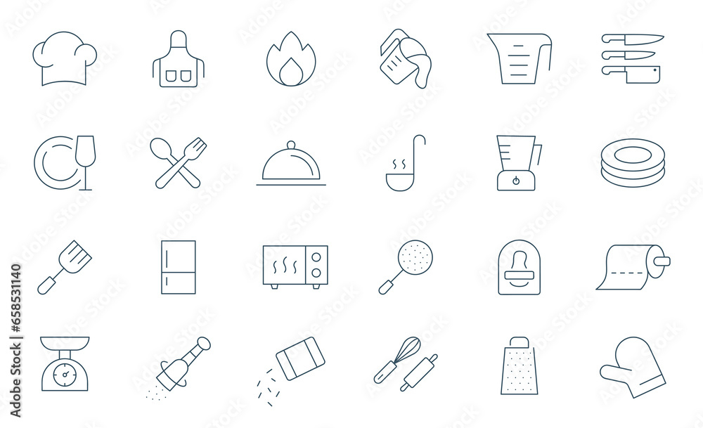 Kitchen line icon set. Cooking, Kitchen Tools icons vector illustration Kitchen line icon set. Cooking, Kitchen Tools icons vector illustration