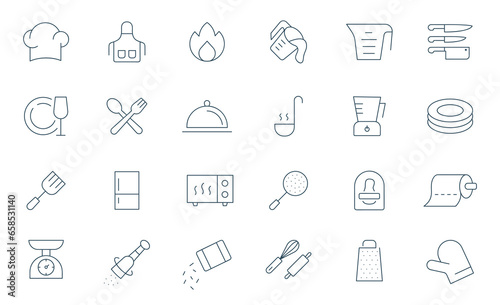 Kitchen line icon set. Cooking, Kitchen Tools icons vector illustration