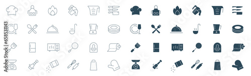 Kitchen line and solid big icon set. Cooking, Kitchen Tools icons vector illustration