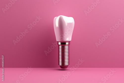 Dental implant on colored surface. Generative AI