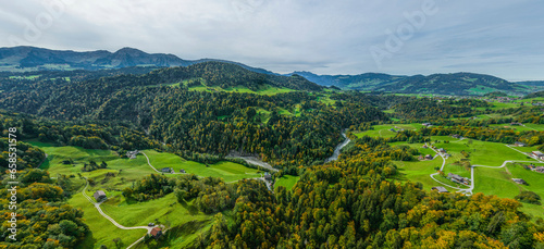 Typische Naturlandschaft im Bregenzerwald bei Hittisau in Vorarlberg photo