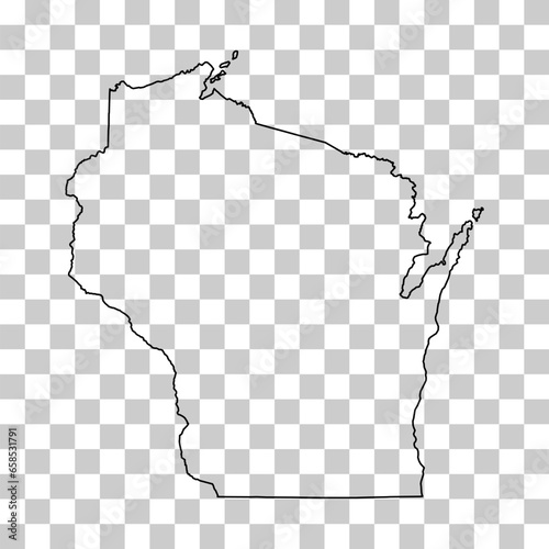 Wisconsin map shape, united states of america. Flat concept icon symbol vector illustration