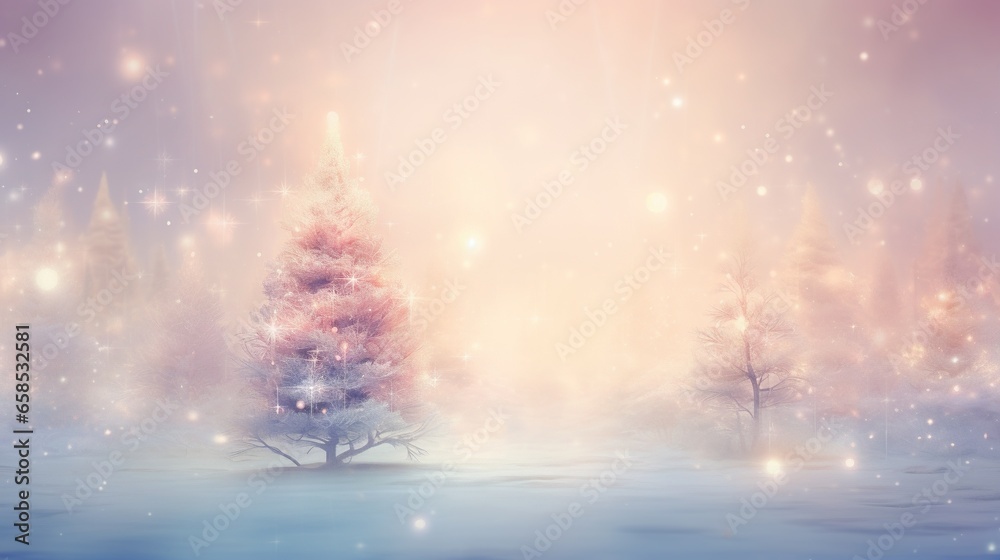 a painting of a snowy landscape with a tree in the foreground. generative ai a painting of a snowy landscape with a tree in the foreground. generative ai