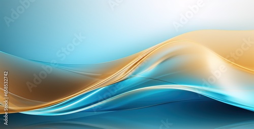 Elegant waves flowing seamlessly with shades of blue and golden highlights