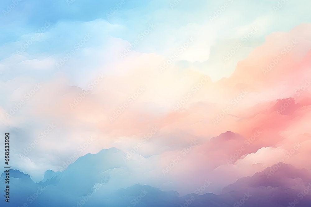 An incredible abstract background of clouds resembling a watercolor painting with many colors in pastel shades
