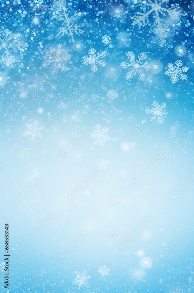 Christmas blue background with snow.