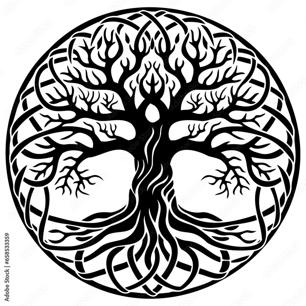Tree of life, tree vector logo this beautiful tree is a symbol of life, beauty, Symbolizing Growth, good health, transparent background, Generative AI